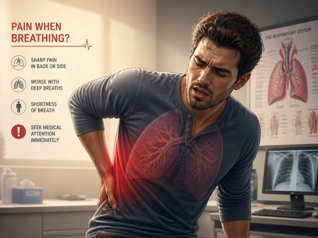 Why does your back hurt when you breathe deeply?